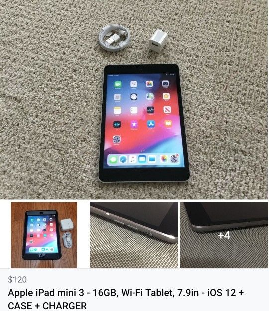 Apple iPad mini 3 - 16GB, Wi-Fi Tablet, 7.9in - iOS 12