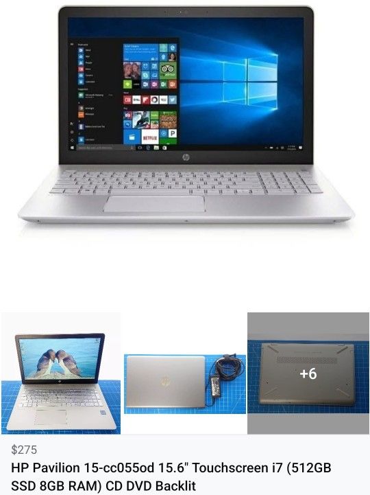 HP Pavilion i7 Laptop, 512GB SSD, 8GB RAM, Touchscreen