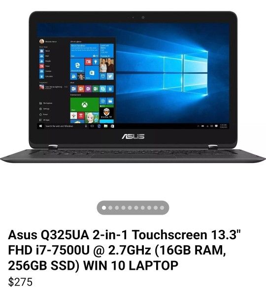 Asus 2-in-1 Touchscreen Laptop i7 16GB RAM 256GB SSD