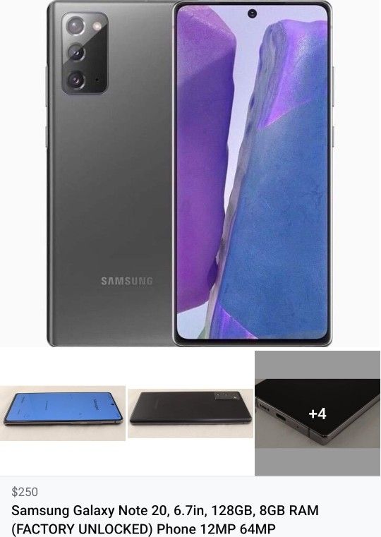 Samsung Galaxy Note 20, 6.7in - 128GB, 8GB RAM (FACTORY UNLOCKED