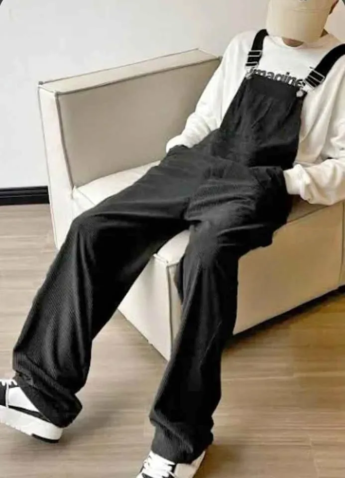 Black Corduroy Overalls 2XL