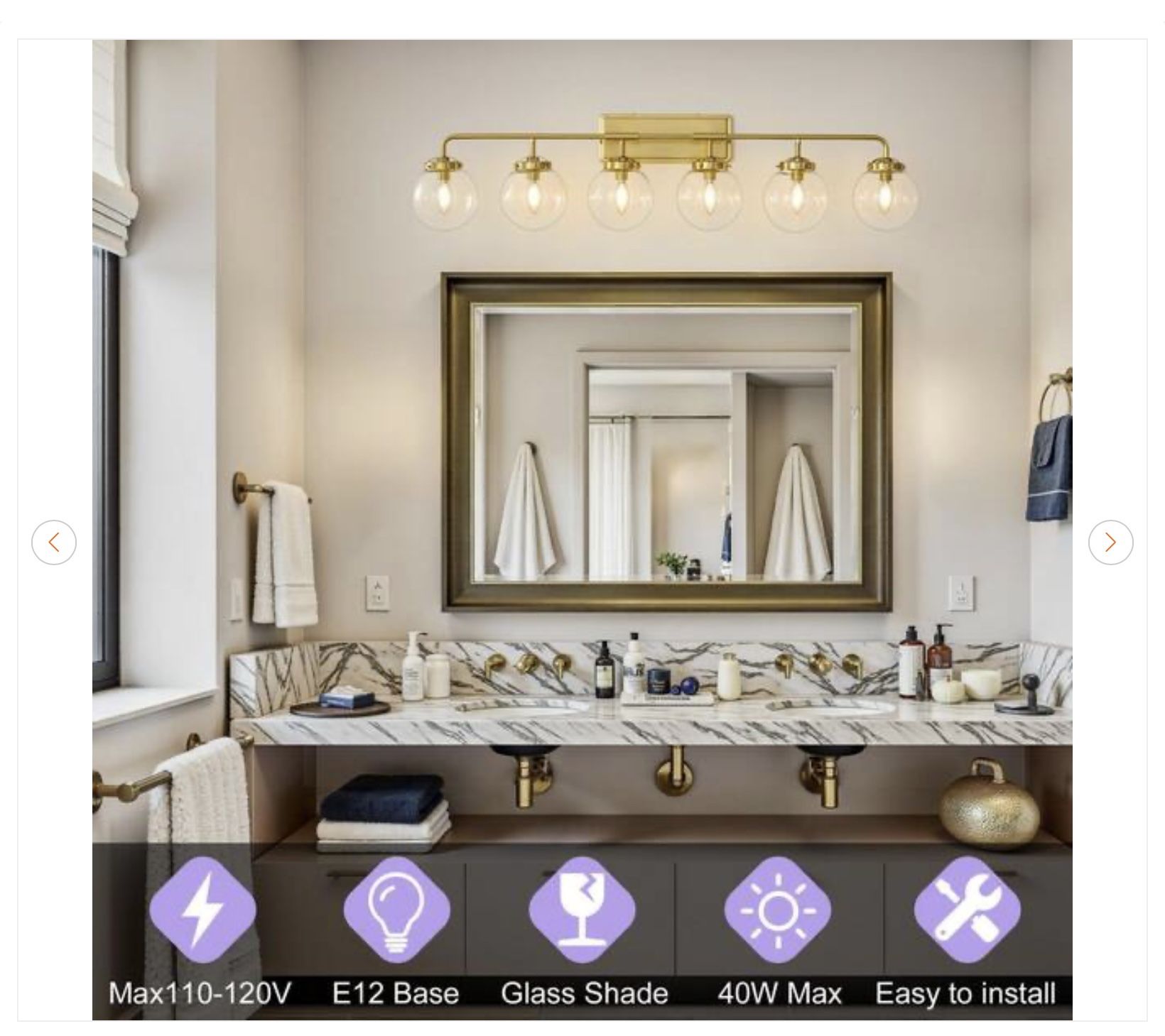 45 in. 6-Light Gold Bathroom Vanity Light - New - photo 2