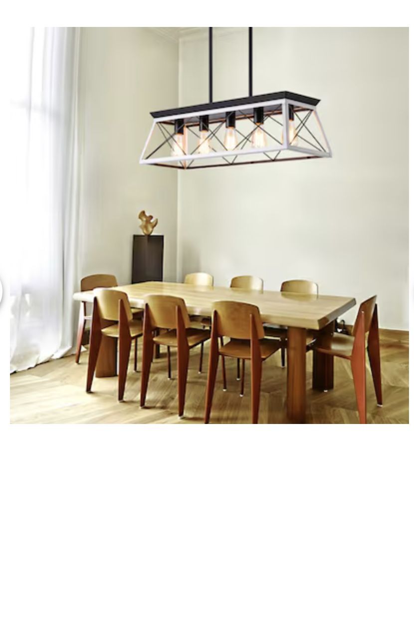 32 inch Black White Industrial 5 Light Pendant Chandelier Modern - photo 3