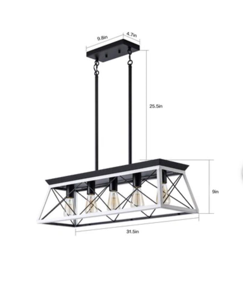 32 inch Black White Industrial 5 Light Pendant Chandelier Modern - photo 5