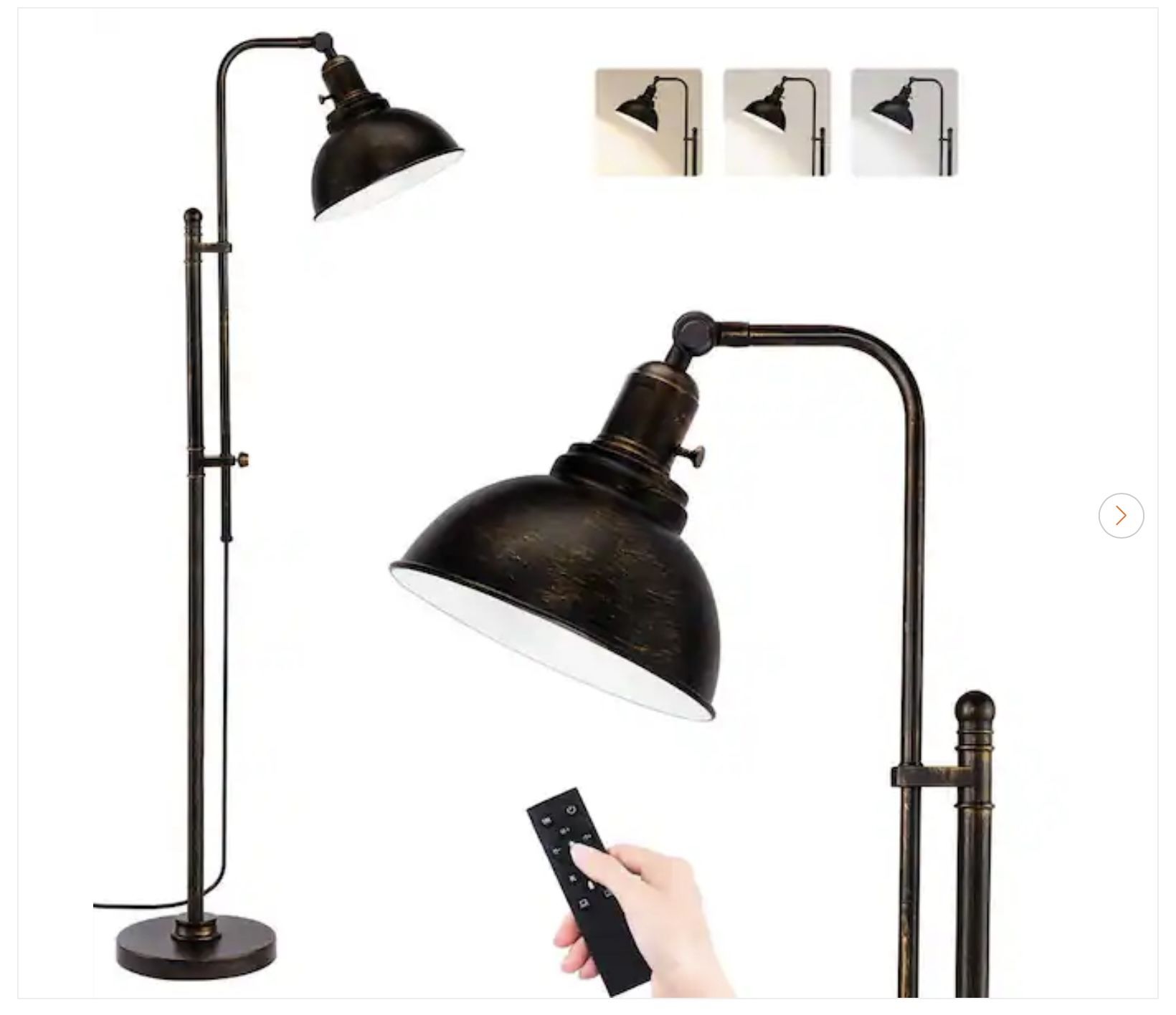 66 in. Black Paint Industrial Standing Lamp - New