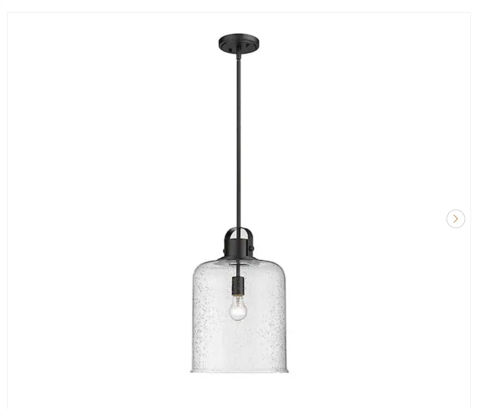 12 in. 1-Light Matte Black Globe Pendant Light Fixture - New