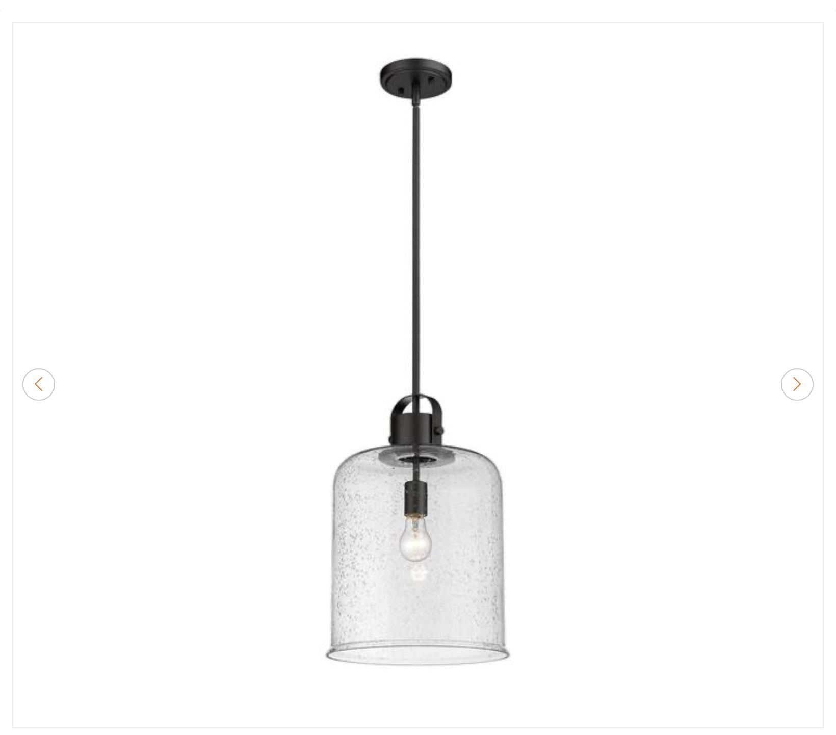 12 in. 1-Light Matte Black Globe Pendant Light Fixture - New - photo 2