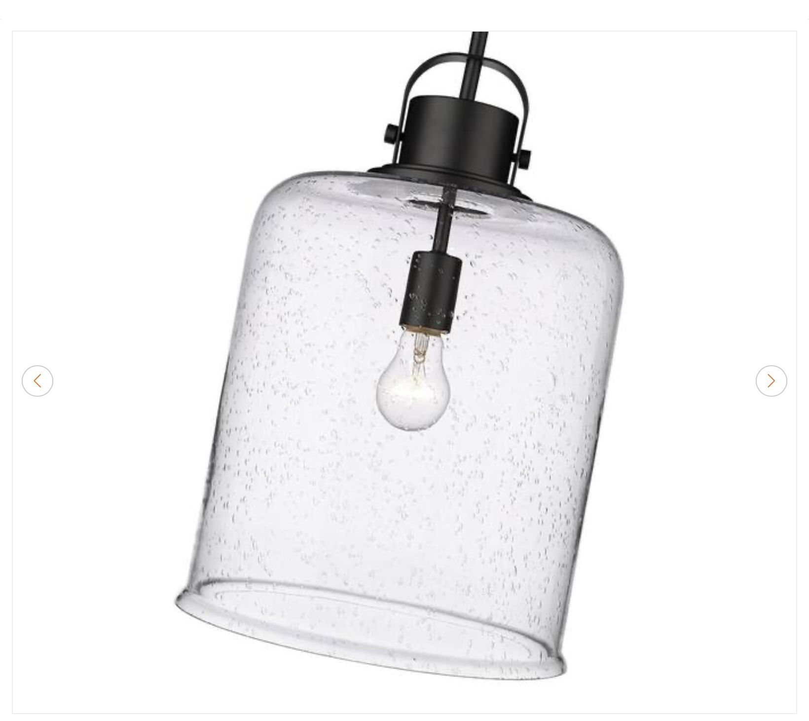 12 in. 1-Light Matte Black Globe Pendant Light Fixture - New - photo 3