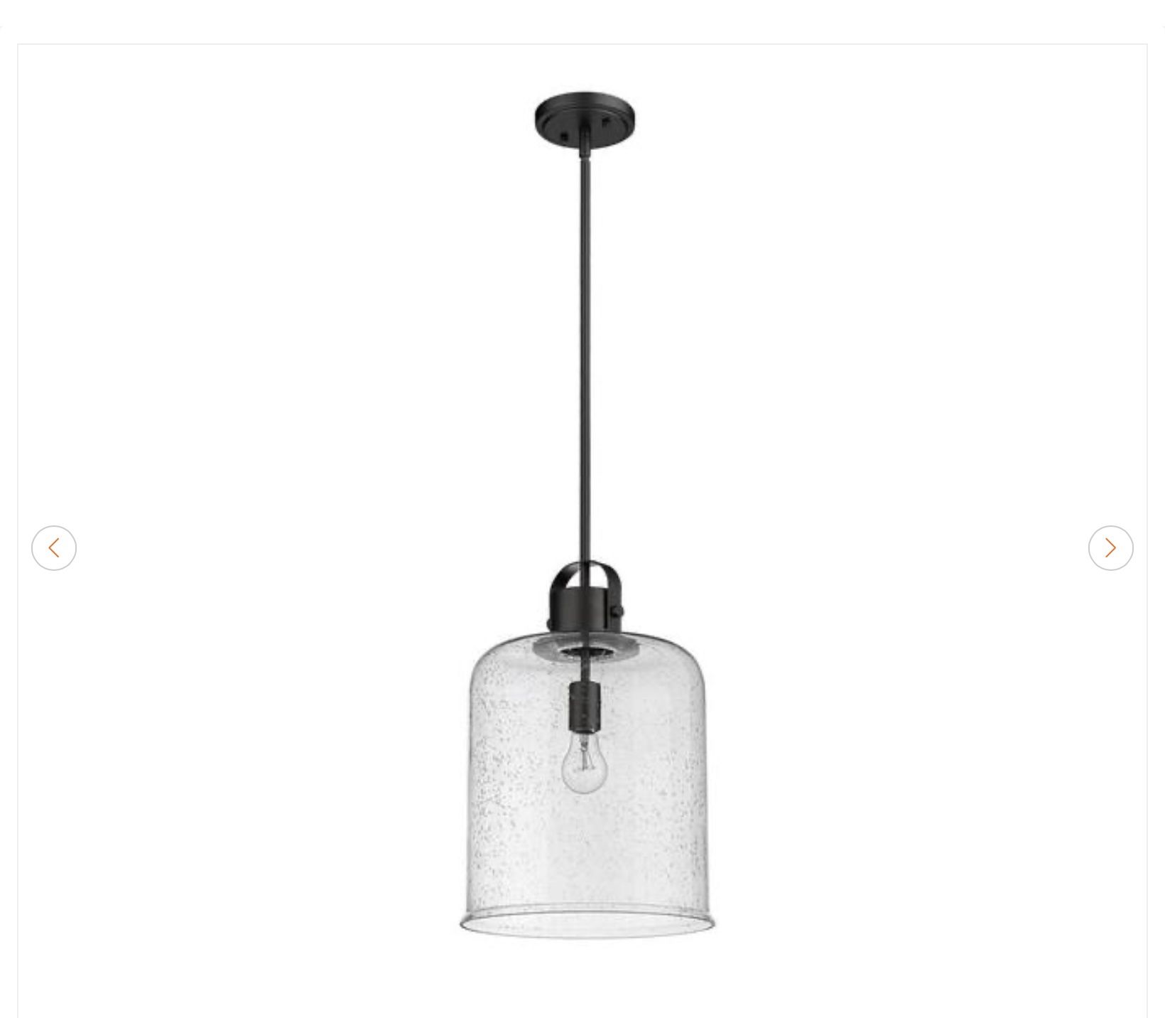 12 in. 1-Light Matte Black Globe Pendant Light Fixture - New - photo 5