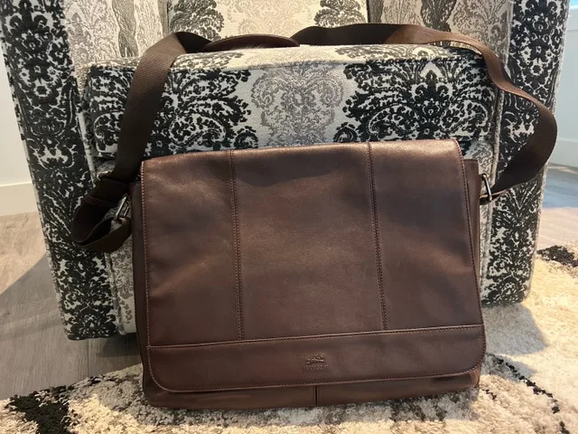 Mancini brown leather messenger bag