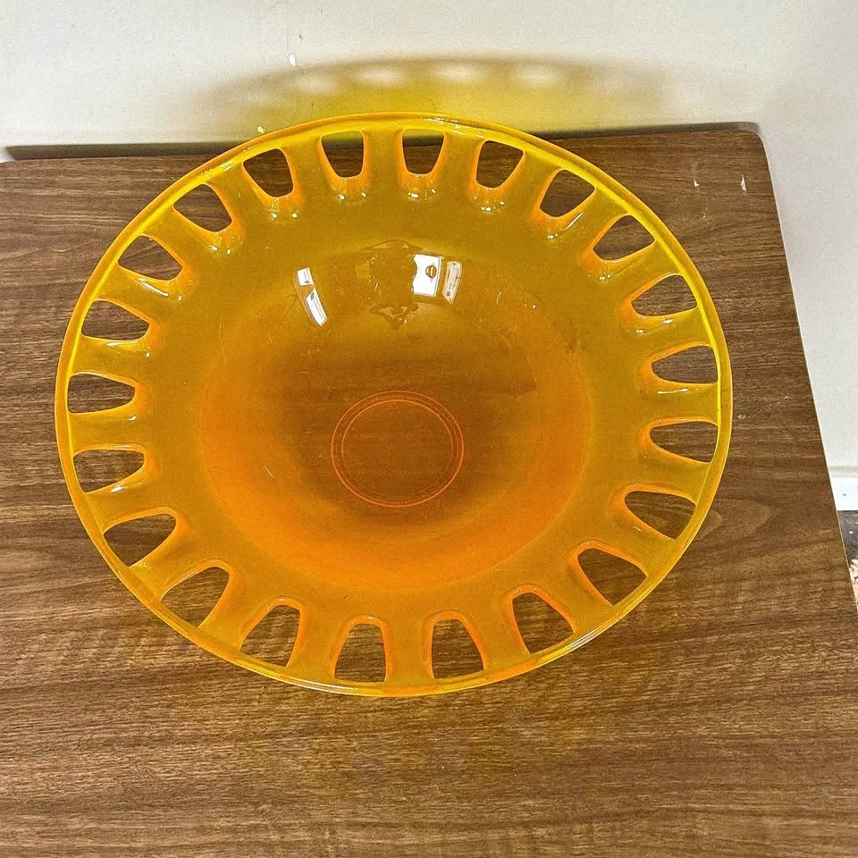Amber Lucite Bowl (Cutout Rim)