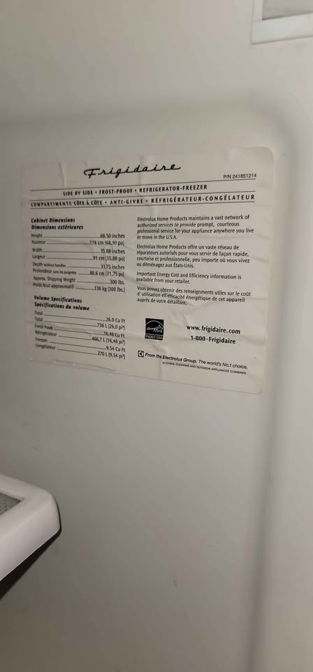 Frigidaire 26 Cu. Ft. Side-by-Side Refrigerator FRS6HF55KS - photo 5