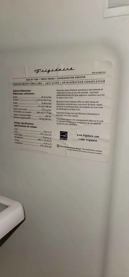 Frigidaire 26 Cu. Ft. Side-by-Side Refrigerator FRS6HF55KS image indicator(5)