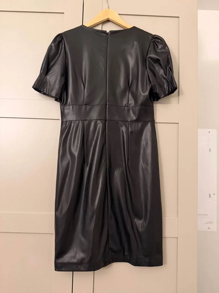 DKNY Black Sheath Dress Puff Sleeves V-Neck 10/2 image indicator(5)