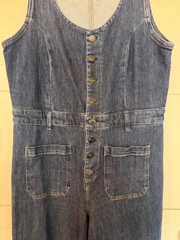 SILVER WIDE LEG BUTTON JUMPSUIT - Size 12/L31 image indicator(2)