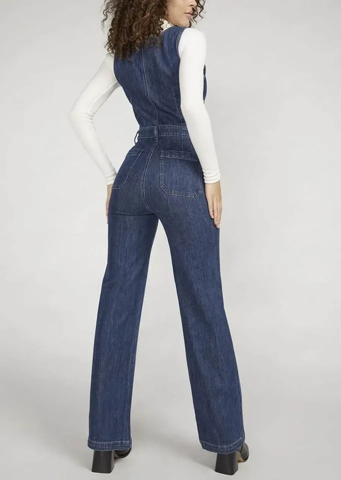 SILVER WIDE LEG BUTTON JUMPSUIT - Size 12/L31 image indicator(5)