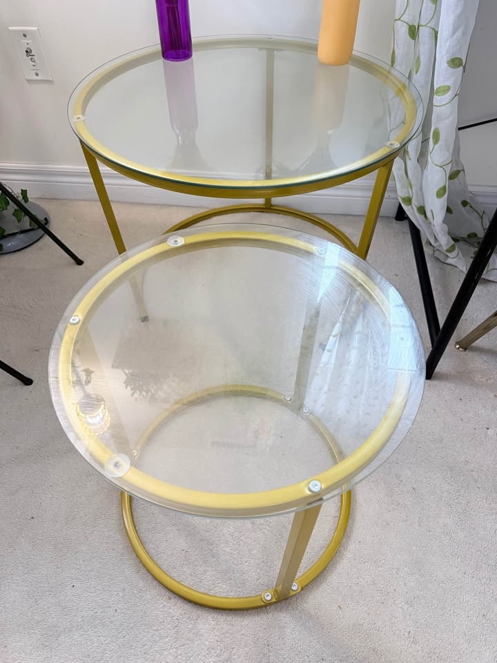 Round Glass Coffee / Corner Tables (Set of 2) - photo 3