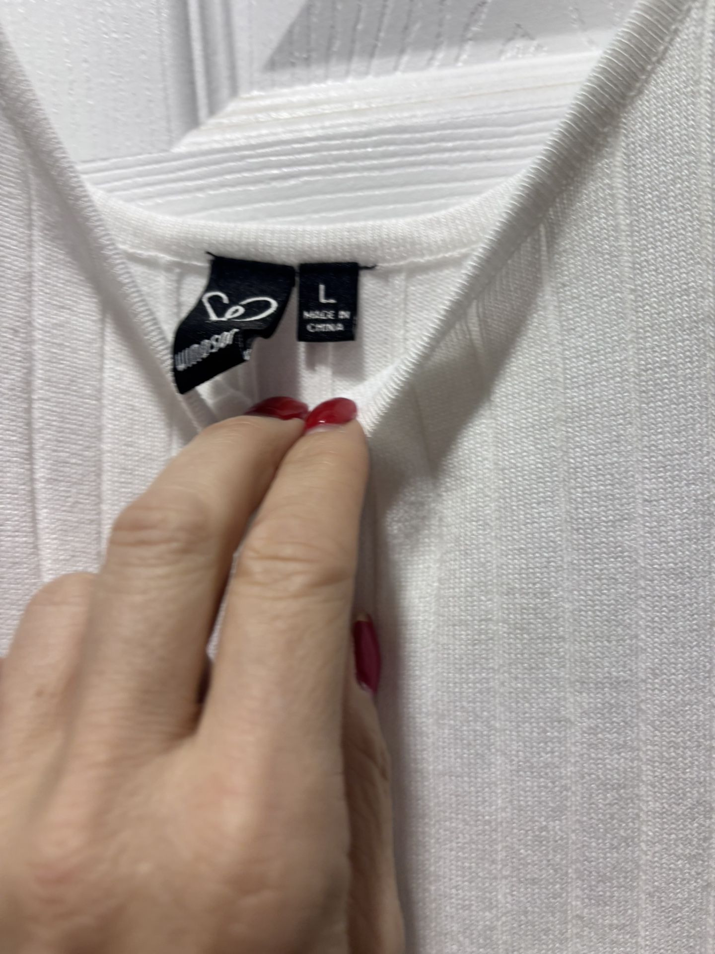 Windsor White Ribbed Scoop Neck Midi Dress – Size Large - photo 4
