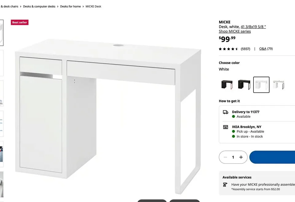 White Desk from Ikea