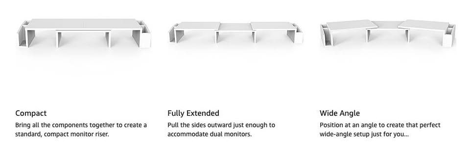 Desk Dual Monitor Stand Riser with Drawer, White - photo 2