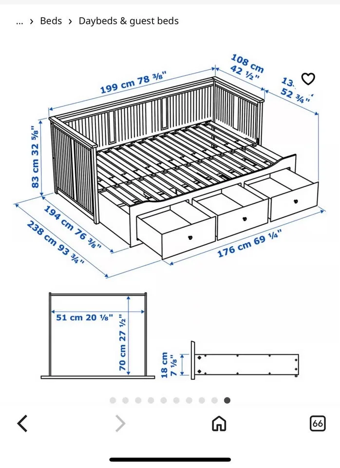 IKEA Daybed Frame – Hemnes Excellent Condition image indicator(4)