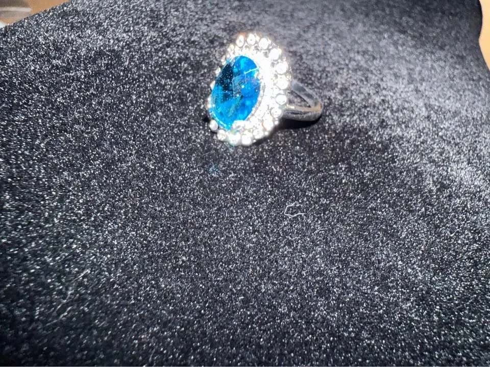 18K White Gold Fill Blue Sapphire Ring image indicator(2)