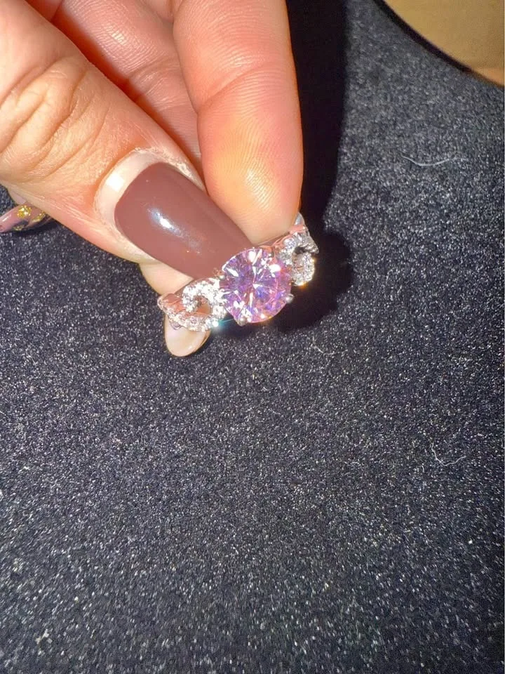 18K White Gold Fill pink sapphire ring