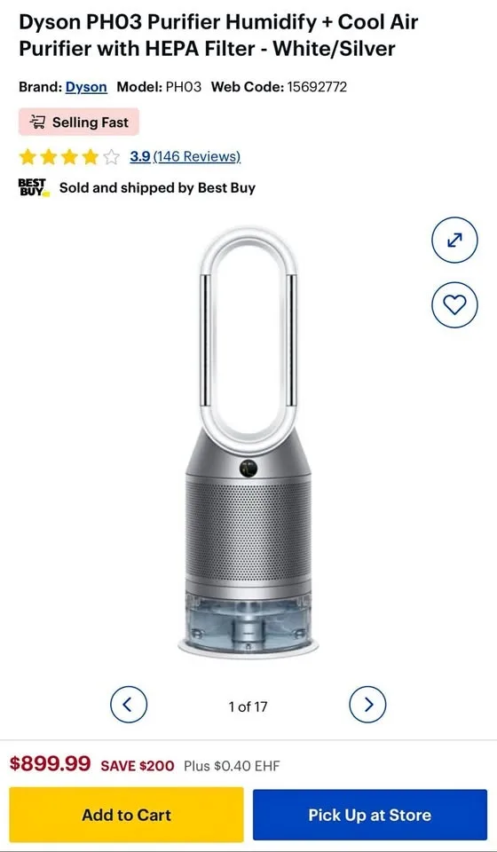 Dyson Purifier Humidify + Cool HEPA Air Purifier