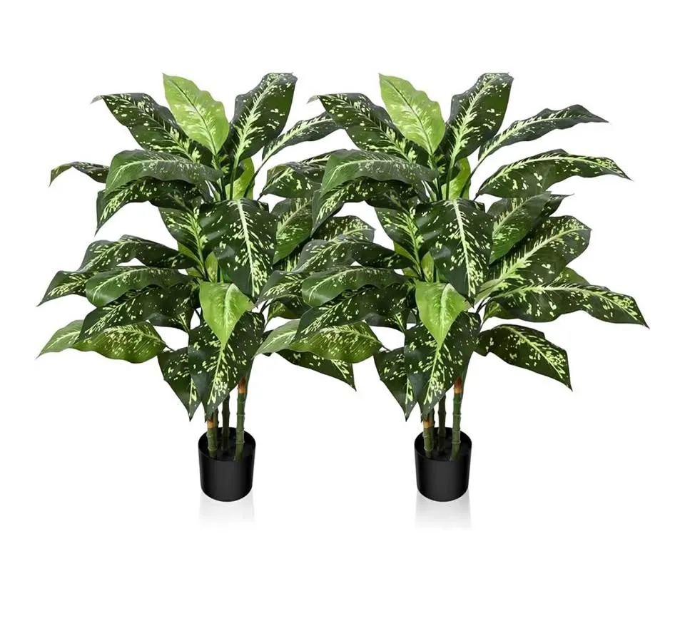 2 SOGUYI Artificial Golden Dieffenbachia Plants 43 Inch Tall