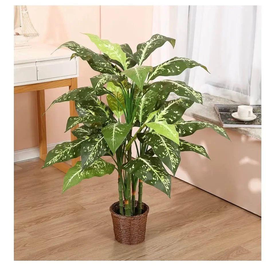 2 SOGUYI Artificial Golden Dieffenbachia Plants 43 Inch Tall image indicator(2)