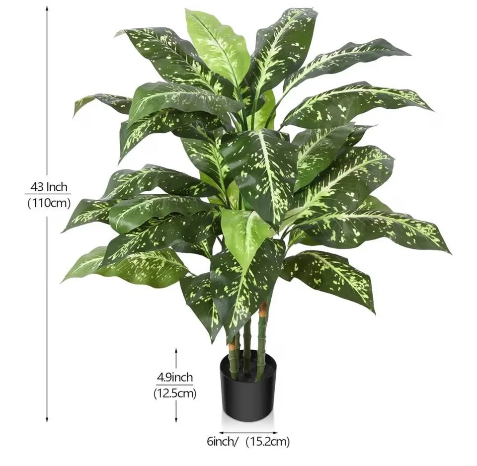 2 SOGUYI Artificial Golden Dieffenbachia Plants 43 Inch Tall image indicator(3)