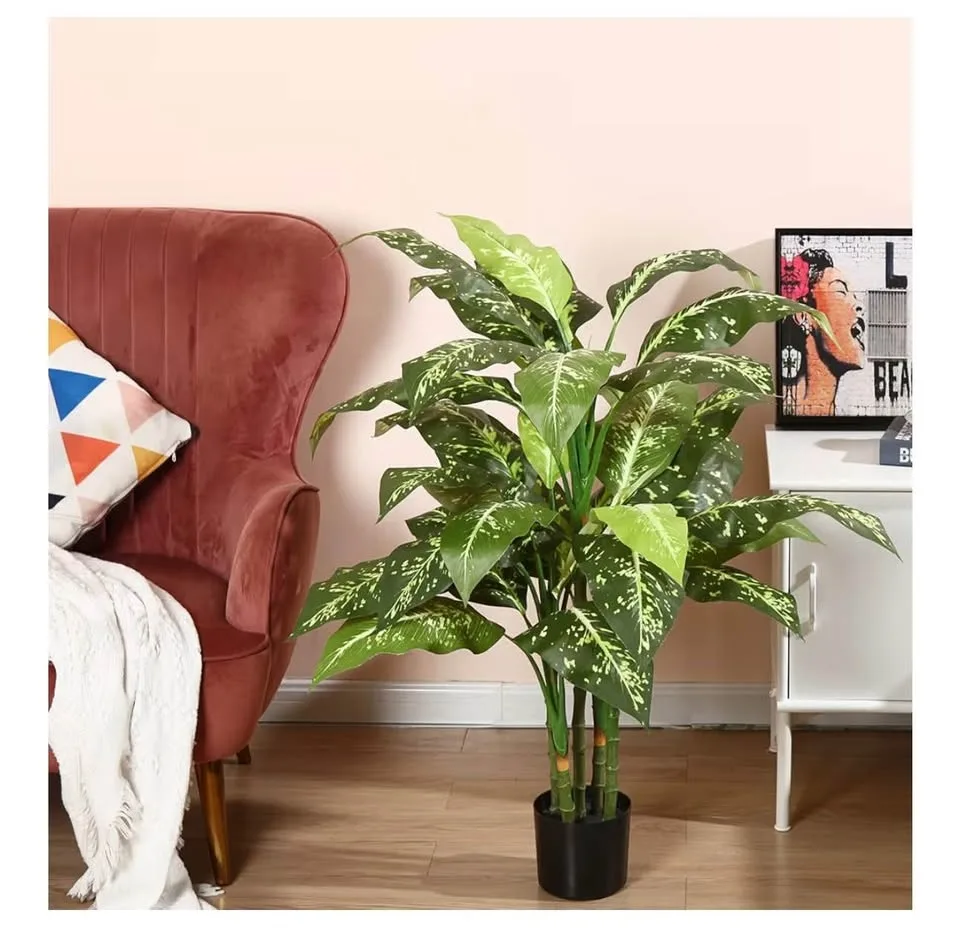 2 SOGUYI Artificial Golden Dieffenbachia Plants 43 Inch Tall image indicator(4)