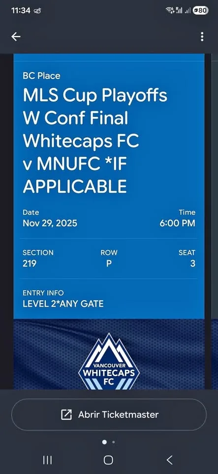 Whitecaps Ticket