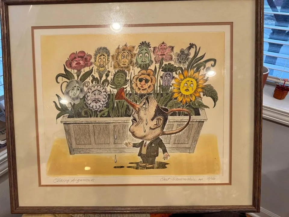 Curt Frankenstein etching “Closing Arguments”