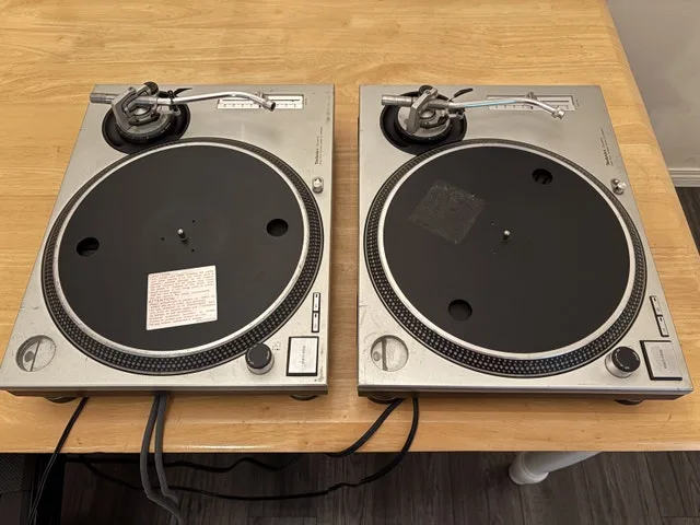 Two Silver Technics SL-1200MK2s with Cases image indicator(2)