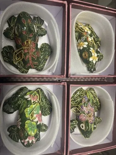 Hand Crafted Cloisonné Enameled Frog Ornaments Sold By 1 Piece !