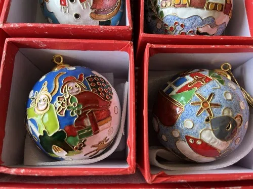 Hand Crafted Cloisonne Enameled Christmas Ball Ornament Sold By image indicator(3)