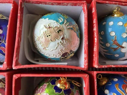 Hand Crafted Cloisonne Enameled Christmas Ball Ornament Sold By image indicator(5)