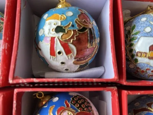 Hand Crafted Cloisonne Enameled Christmas Ball Ornament Sold By image indicator(6)