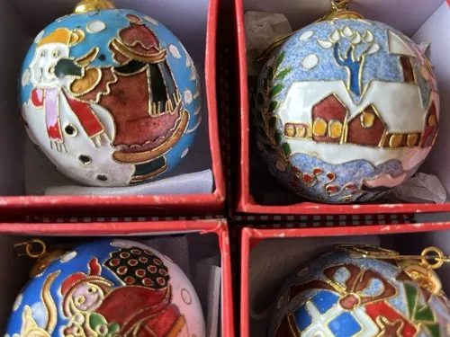 Hand Crafted Cloisonne Enameled Christmas Ball Ornament Sold By image indicator(7)