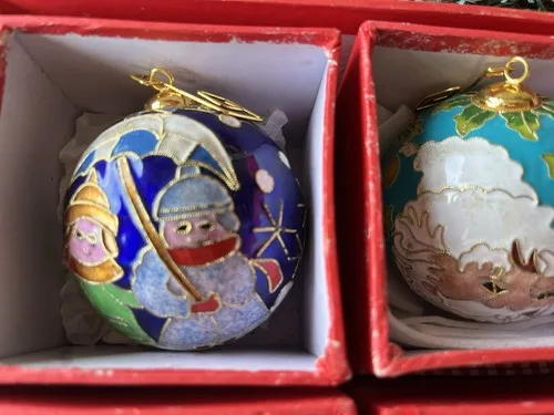 Hand Crafted Cloisonne Enameled Christmas Ball Ornament Sold By image indicator(8)