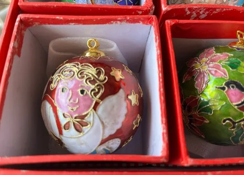 Hand Crafted Cloisonne Enameled Christmas Ball Ornament Sold By image indicator(9)