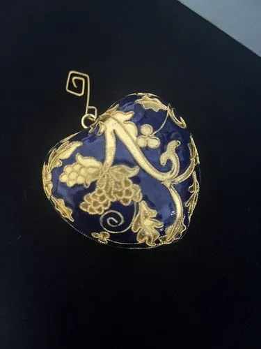 Hand Crafted Cloisonne Enameled Heart Ornament Sold By 1 Piece image indicator(3)
