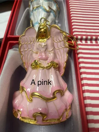 Hand Crafted Cloisonne Enameled Christmas Angel Bell Ornament image indicator(5)