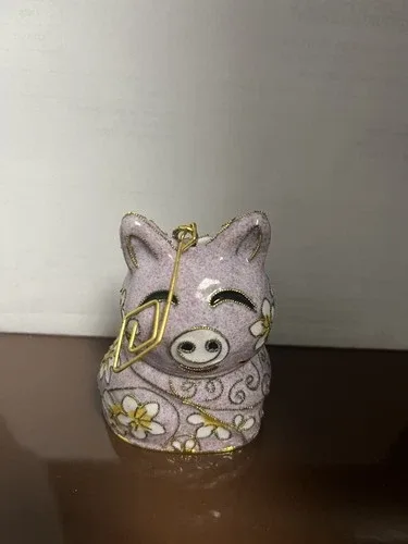 Hand Crafted Cloisonné Enameled Pig Bell Ornaments Sold By 1 Pie image indicator(5)