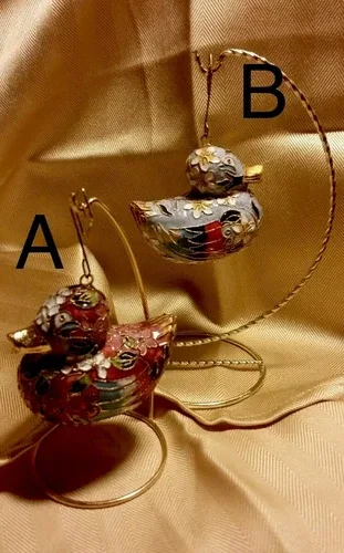 Hand Crafted Cloisonne Enameled Christmas Duckling Ornament image indicator(2)