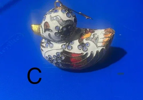 Hand Crafted Cloisonne Enameled Christmas Duckling Ornament image indicator(3)