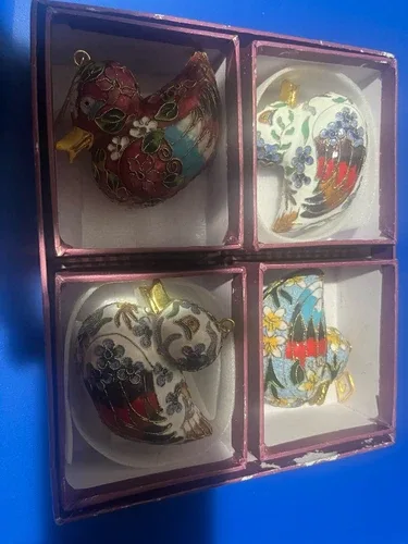 Hand Crafted Cloisonne Enameled Christmas Duckling Ornament image indicator(4)