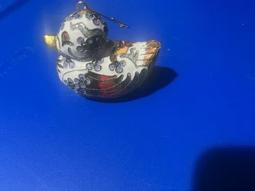 Hand Crafted Cloisonne Enameled Christmas Duckling Ornament image indicator(6)