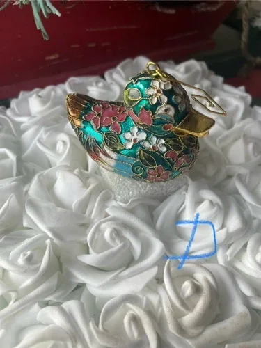 Hand Crafted Cloisonne Enameled Christmas Duckling Ornament image indicator(8)